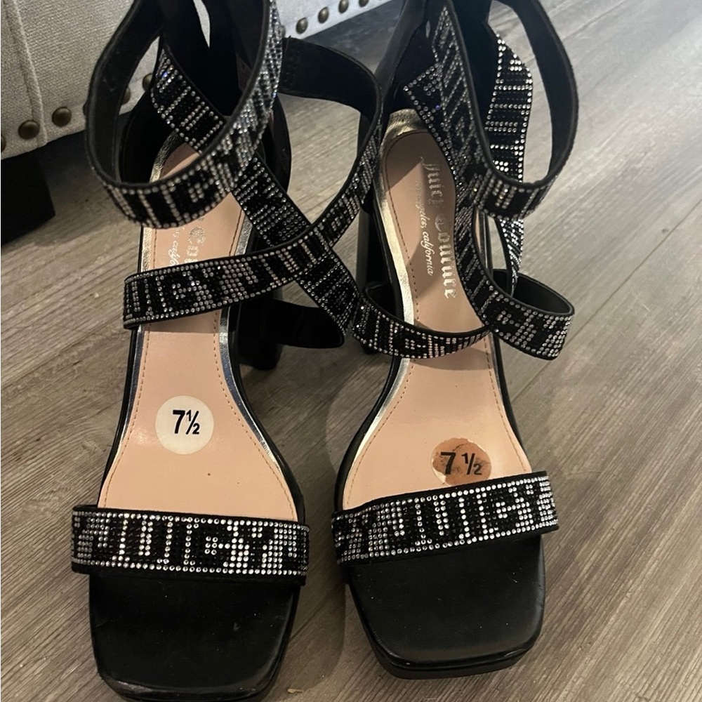 Juicy Couture Black Glitzy Strappy Heels